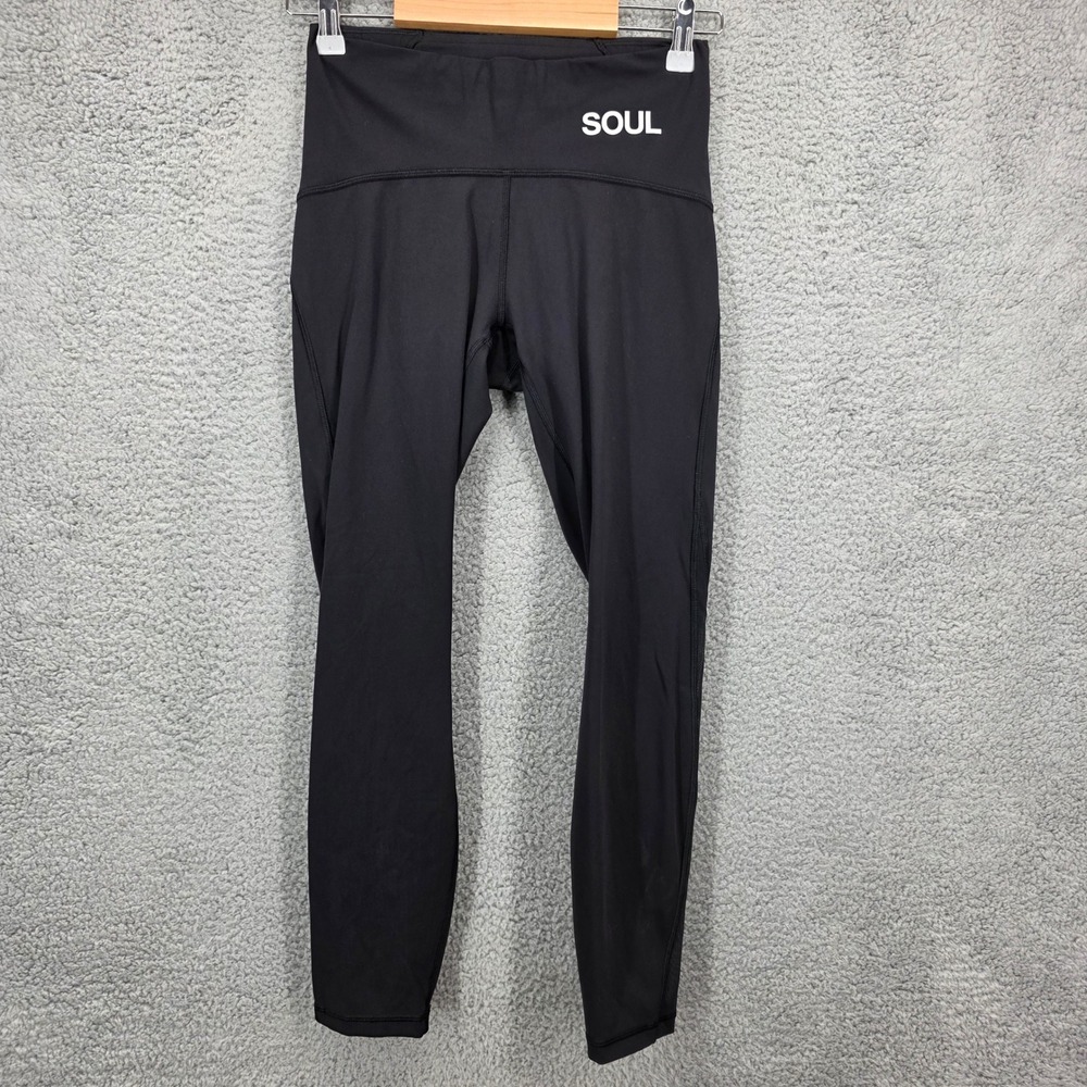Lululemon Soul Black Leggings Mesh Ankle Detail High Waist Workout Size 6
